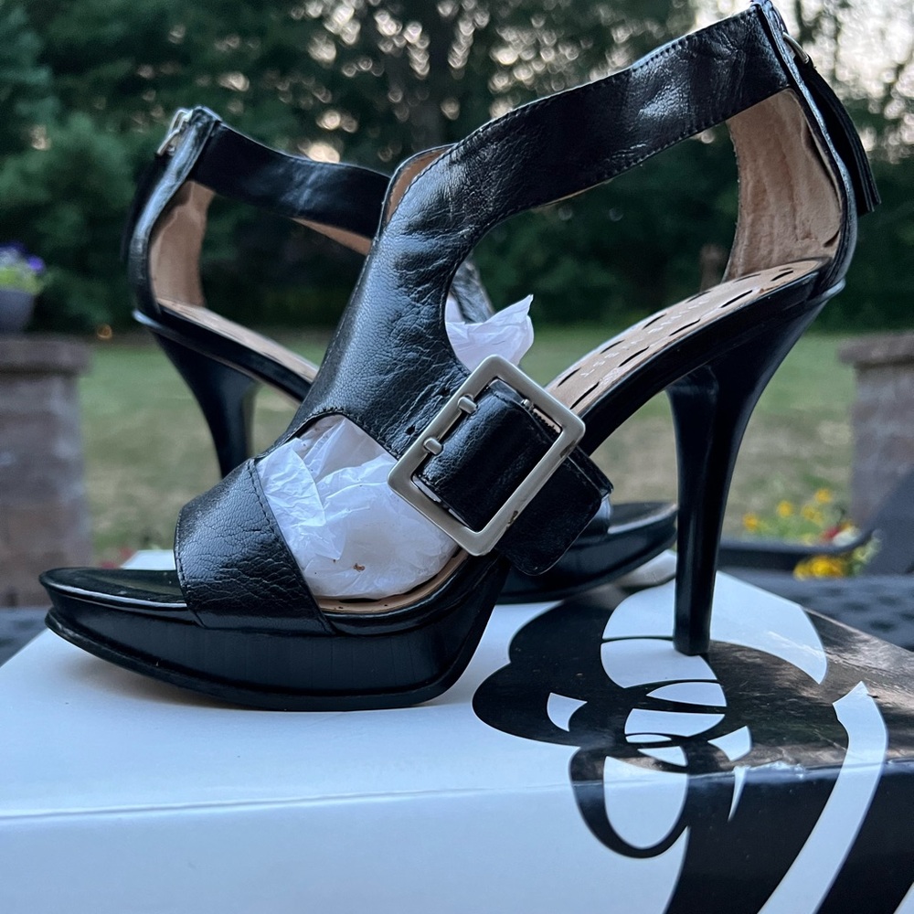 Nine West Black Strappy Heels